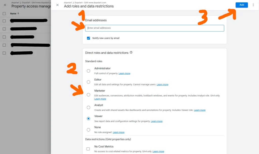 Steps to add user in Google Analytics